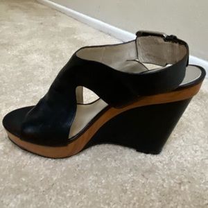 Michael Kors Black Leather Wedges